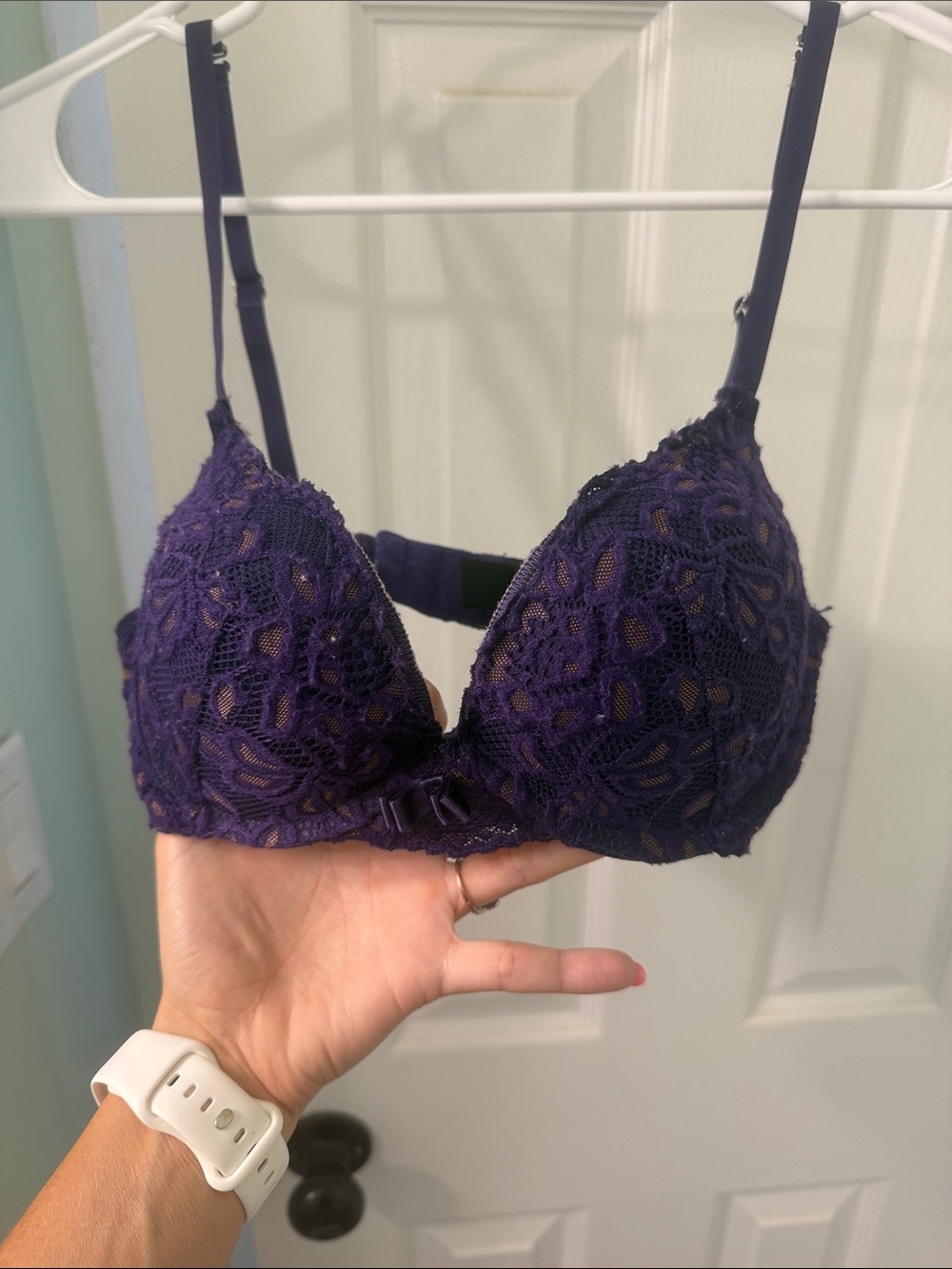 Frederick's of Hollywood Lace Underwire Bra in Deep Purple